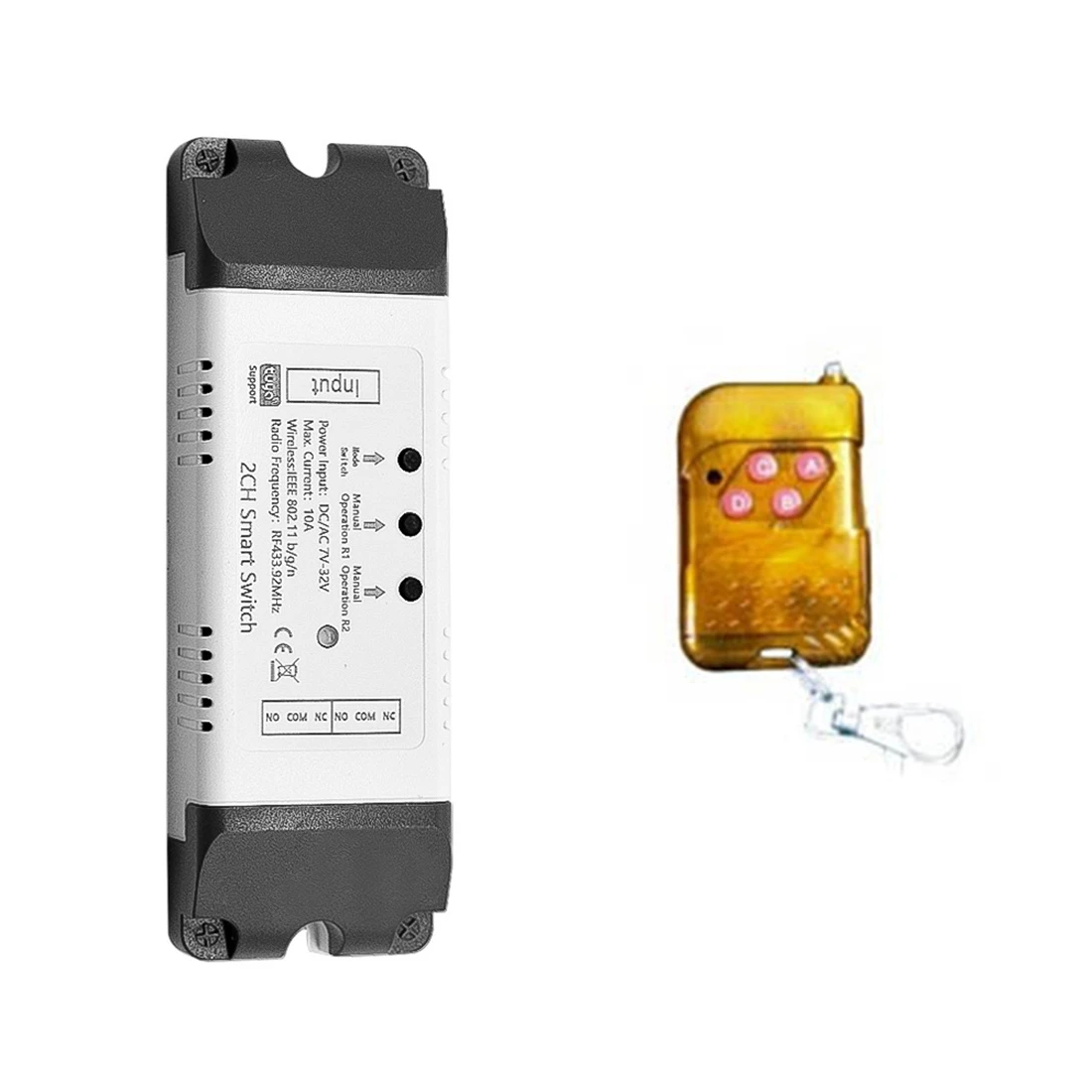 

Tuya 5-32V Zigbee Switch Module 2 Channel with RF433 Zigbee Inching / Self-Lock / Interlock Switch APP Control(B)