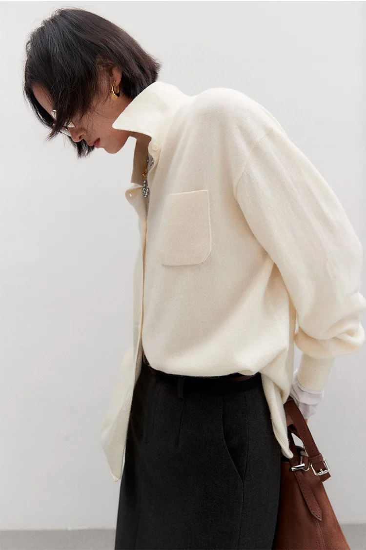 Замечательная усовершенствованная вязаная рубашка Gao Zhi Tong Qin Lu из шерсти и