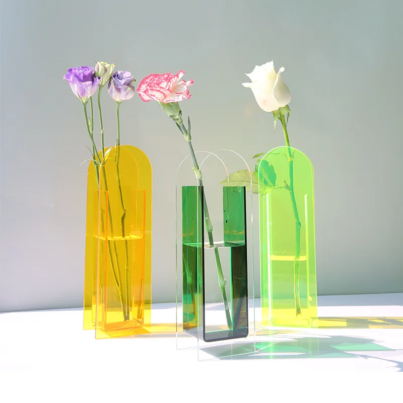 

Fashion Acrylic Vase Dazzle Colorful Flower Vase Decor Ornaments Small Vase Creativity Home Living Room Decoration