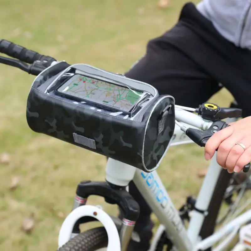 

Cycling Bicycle Head Storage Bags Bike Tube Handlebar Cell Mobile Phone Bag Case Holder Cross Body Touch Screen Phone Mount Bag
