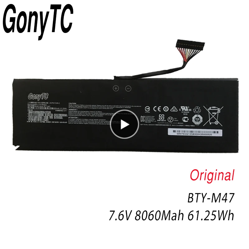 

GONYTC 7.6V 61.25WH New Laptop Battery For MSI GS43VR BTY-M47 6RE GS40 6QE GS43