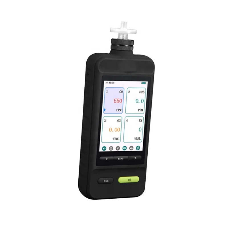 

color screen carbon monoxide CO hydrogen sulfide H2S Oxygen O2 methane CH4 gas monitor meter leakage analyzer device