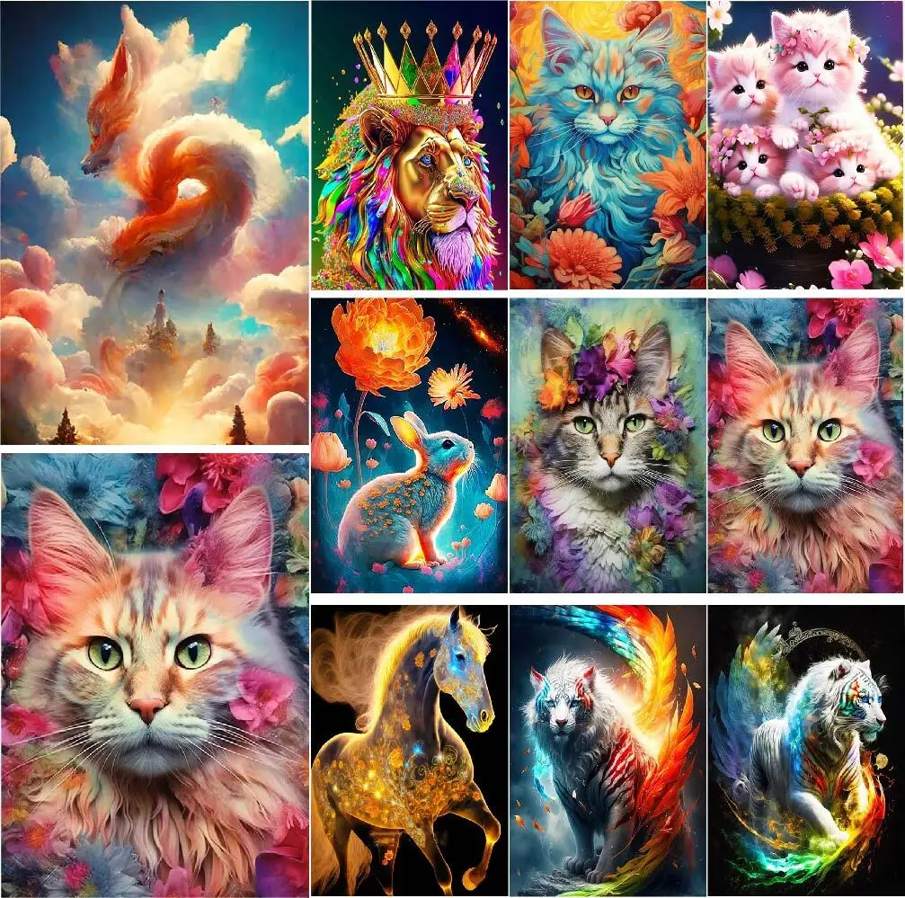 Фэнтезийные животные кошка тигр сделай сам картина по номерам набор акриловых