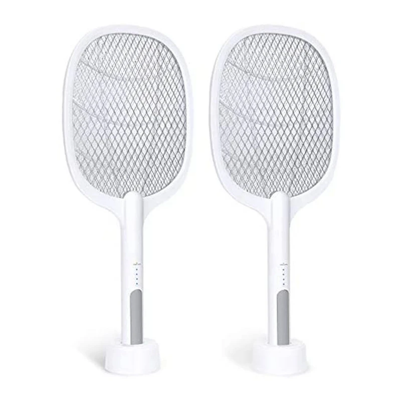 

2PCS Bug Zapper Racket Mosquito Killer With Super-Bright LED Light To Zap USB Rechargeable Electric Fly Swatter