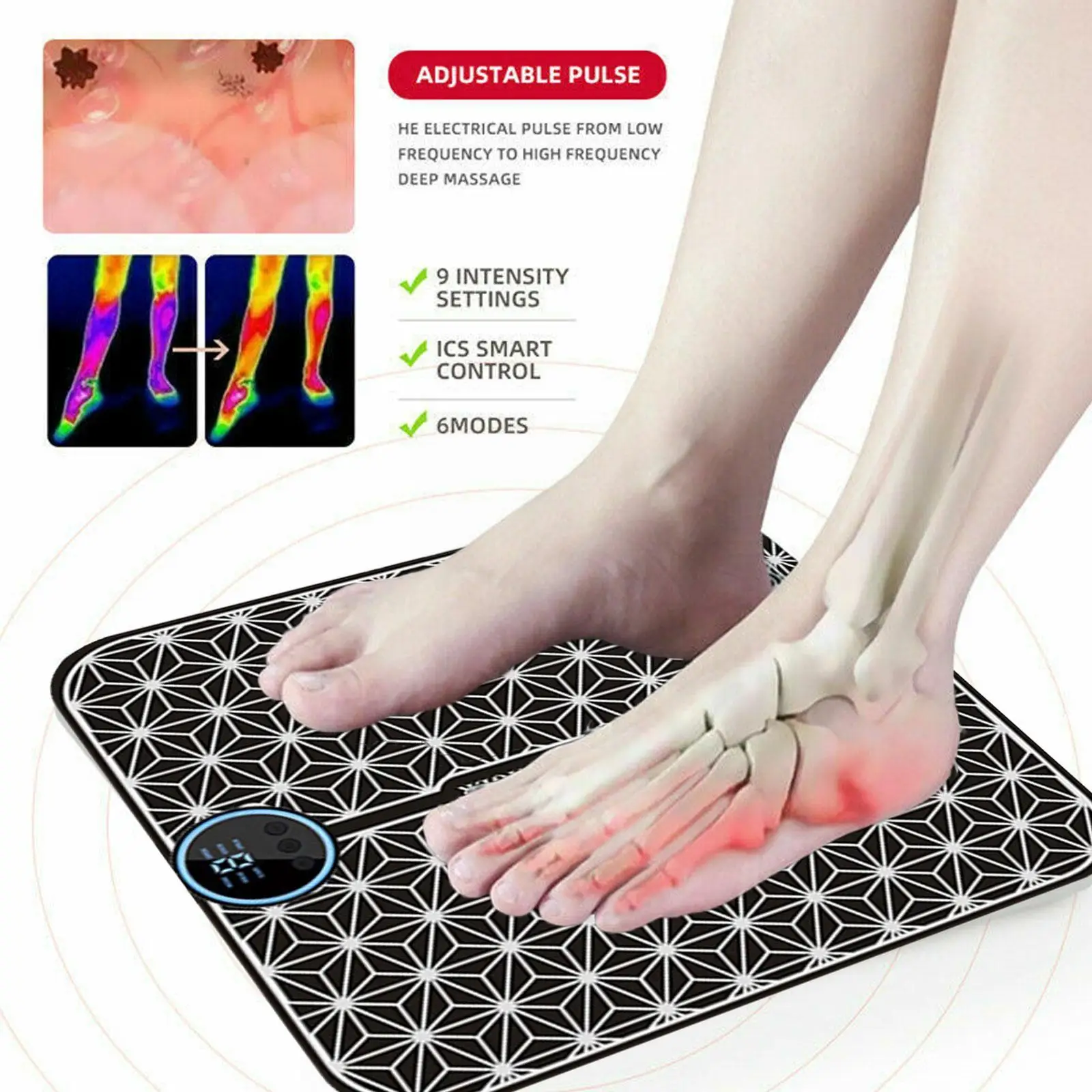 

Electric EMS Foot Massager Pad Foot Massage Mat Feet Improve Pain Blood Relieve Muscle Care Stimulator Health Ache Circulat B3P6