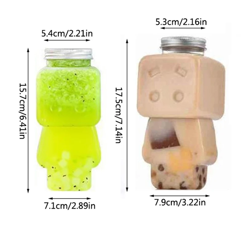 

1Pc 500/700ml Cute Transparent Plastic Bottle Beverage Bottle Milk Tea Shop Packaged Leak-proof Takeaway Cup