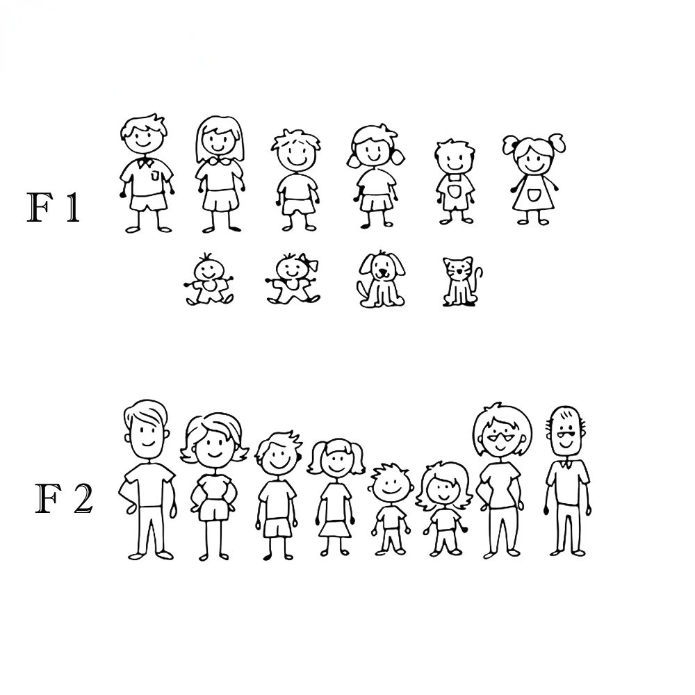 

Car Decals Father, Mother, Daughter, Son and Dog Stick Figure Family Self-sticking Figure Car Sticker 30cm*20cm