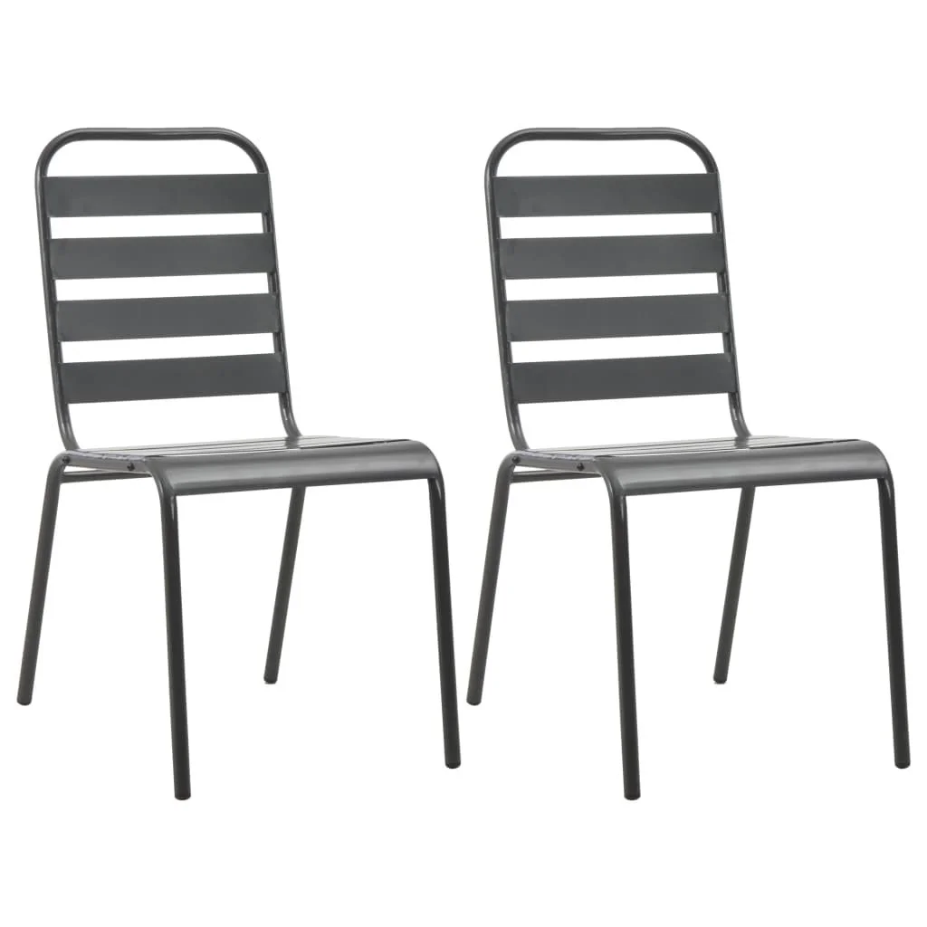 

Stackable Outdoor Chairs 2 pcs Steel Gray