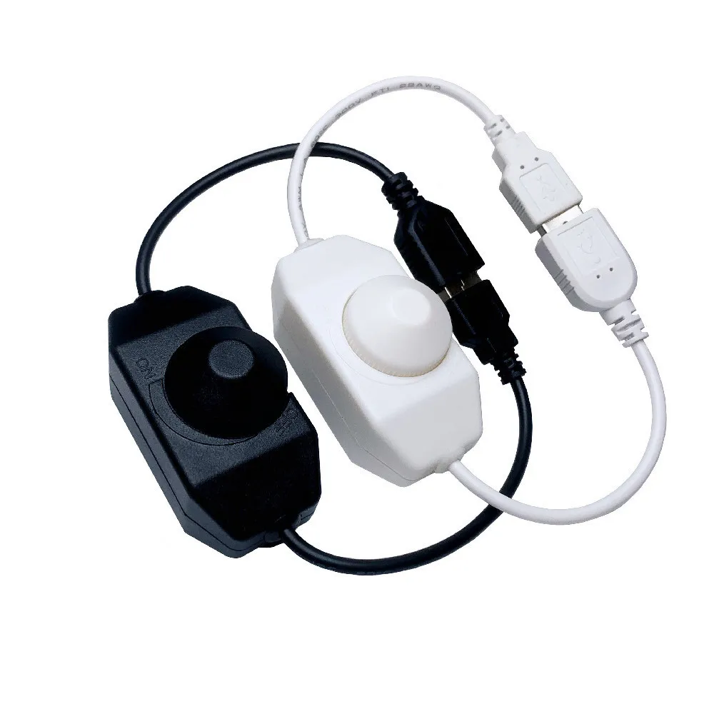 

DC 5V USB LED Knob Dimmer DC 5V Ribbon Brightness Adjust Switch Controller Connector For 5050 3528 2835 5 Volt Strip Lights