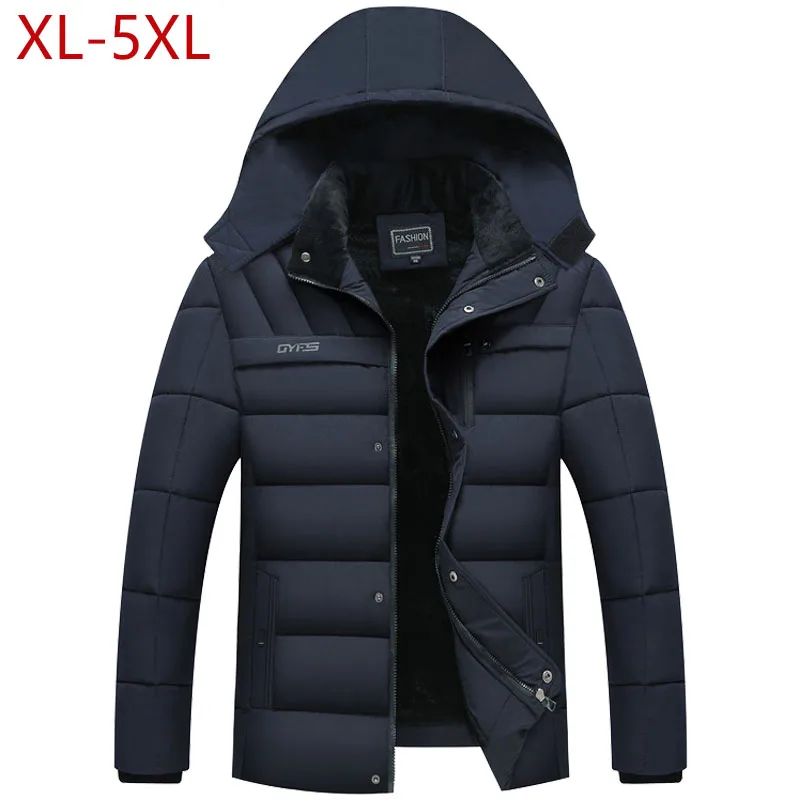 

2021 Mens Winter Jacket Thickness Warm Hat Detachable Coat Simple Hem Practical Parkas Windproof Snow Cold Jacket Large Size 5XL