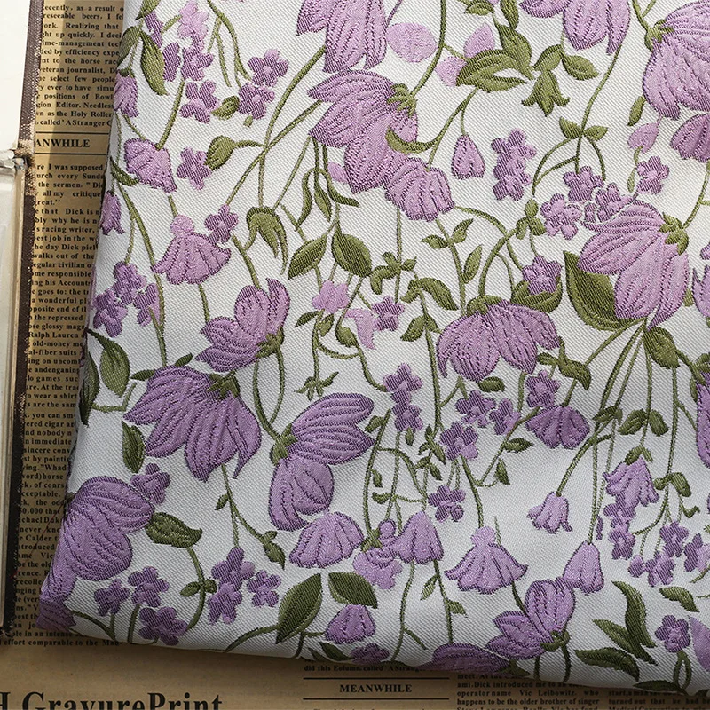 

Yarn-dyed Vine Jacquard Fabric Soft Pendulous Purple Pastoral Dress Fashion Design Sewing Wholesale Material Cloth by the Meter