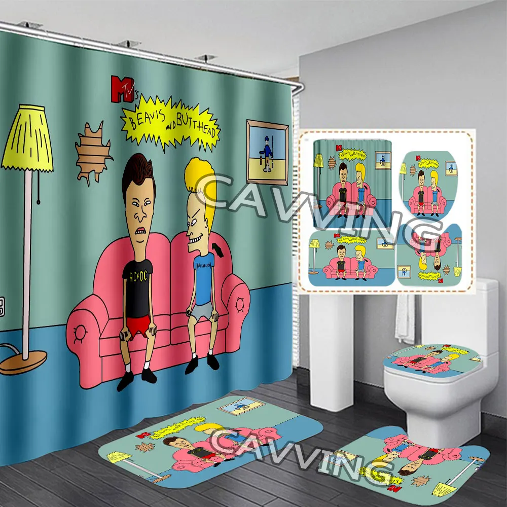 

Водонепроницаемая занавеска для душа Beavis с 3D пуговицами, Противоскользящий коврик для ванной комнаты, набор ковриков для туалета, ковер, домашний декор