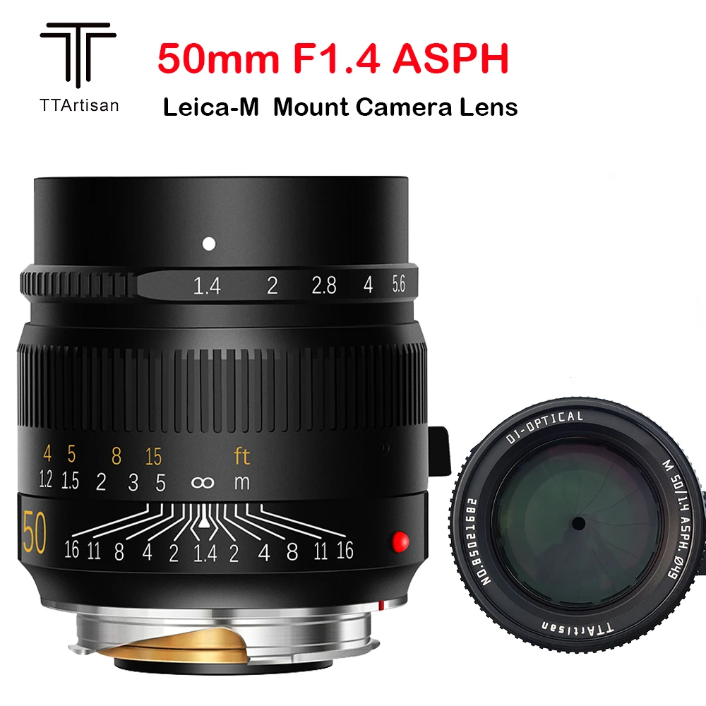 

TTArtisan 50 мм F1.4 ASPH Полнокадровый ручной фокусный объектив для Leica M Mount MF с большой диафрагмой для M240 M3 M6 M7 M8 M9 M9p M10