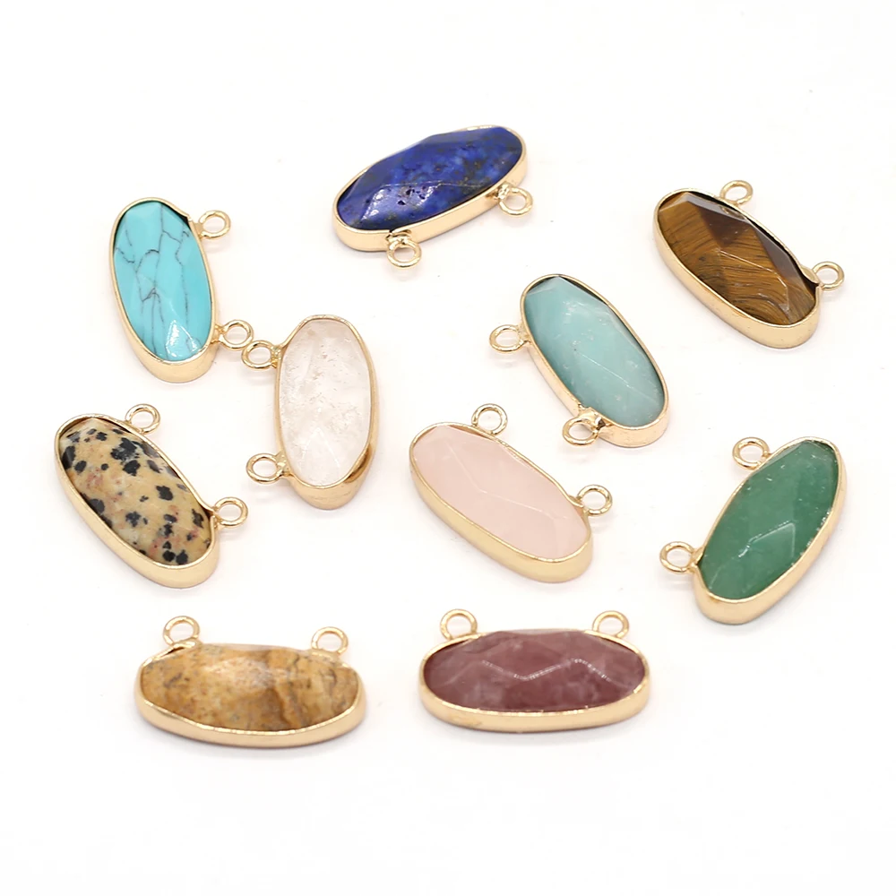 

2022 Embroidery Pendant Oval Natural Stones Crystal Strawberry Quartz Charms for Jewelry Making Supplies diy Necklace Wholesale