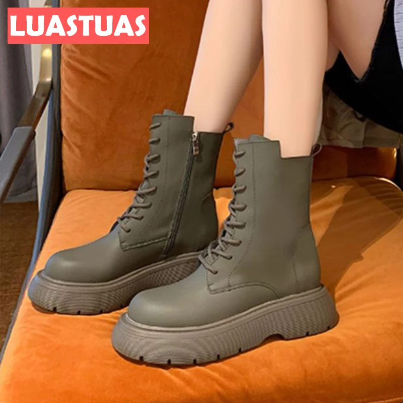 

LuasTuas Size 35-42 Women Short Boots Thick Bottom Fashion Winter Woman Shoes Ins Hot Chic Outdoor Ankle Boots Female Footwear