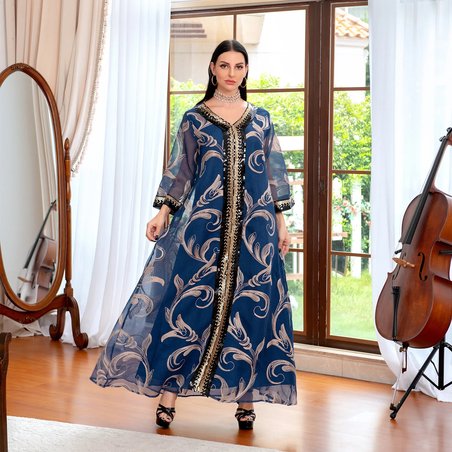 

Sequins Jalabiya Moroccan Caftan Arabian Dress Abaya Dubai Saudi Evening Party Ball Gown Muslim Islamic Dress for Women Ramadan