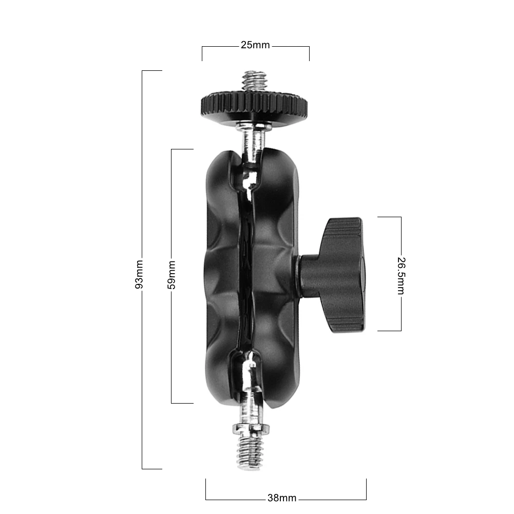 Металлический супер-зажим с двойной шаровой головкой волшебная рукоятка 1/4