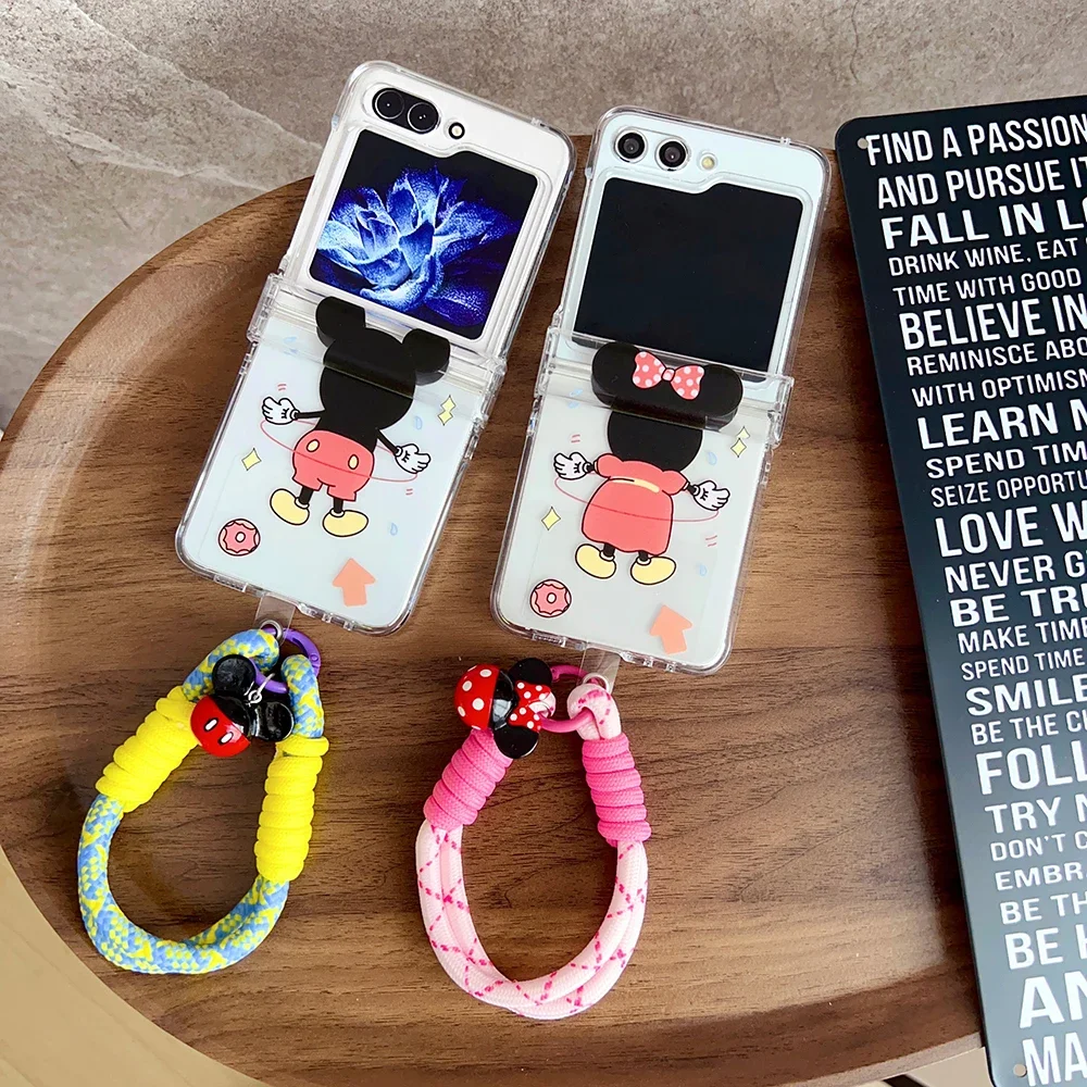 Cute Cartoon Mickey Minnie for With Widgets Magsafe Magnetic Bracket Phone Case Samsung Galaxy S23 S24 Plus Ultra 5G Cover