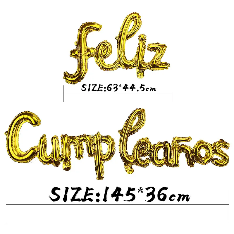 

Hot selling "Feliz cumpleanos" spanish happy birthday letter foil balloon banner for party decoration