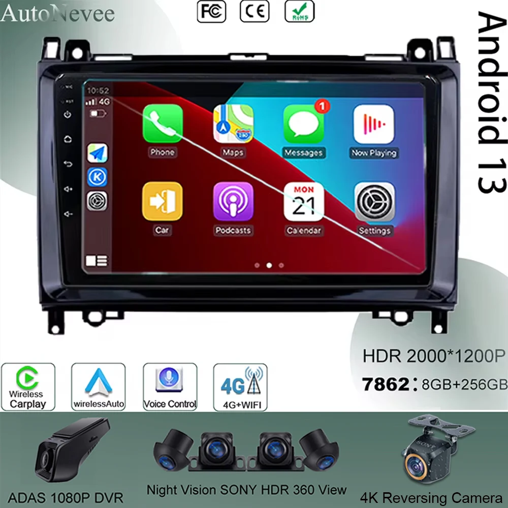 Автомобильный радиоприемник Android 13 мультимедийный плеер для Mercedes Benz W169 W245 W639 W906