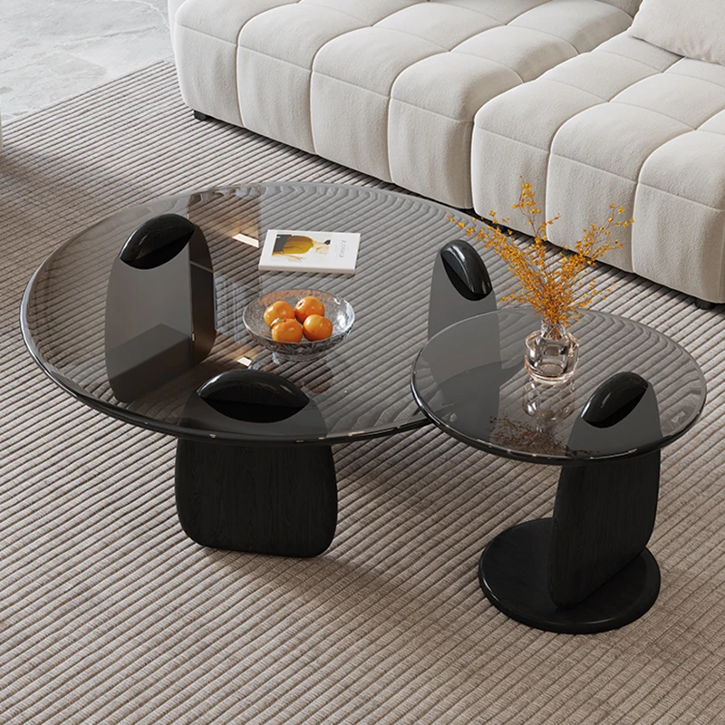 

Modern Round Coffee Tables Living Room Center Glass Coffee Tables Wooden Luxury Household Stolik Kawowy Home Furniture WZ50CJ