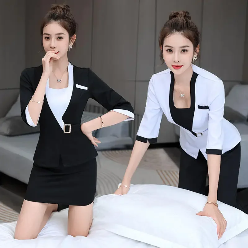 

Clothes Spa Beauty Waiter Cafe Uniform Deskmassage Outfit Beautician Esthetic For Top Hotel Salon Nail Work Receptionist Woman