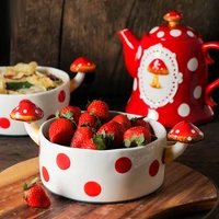 mushroom ceramic tableware set childrens household dishes cup cold kettle creative fairy cute hand painted kitchen dinnerware