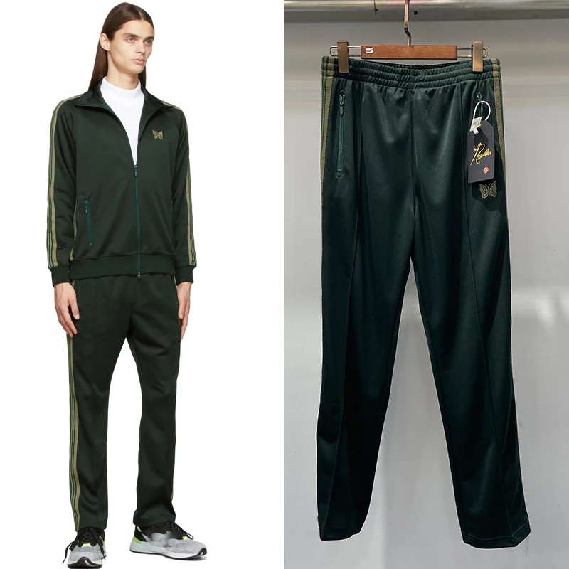 Mesh Neddles AWGE Zipper Jacket Sweatpant Suit Men Women High Quality Embroidery Butterfly Stripes Casual Sportwear Trackpant