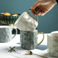 gold handle ceramic mug tumbler breakfast milk coffee cup household kitchen juice cup 300ml sublimation tumbler mugs trump