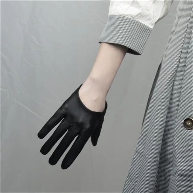 

Patent Leather Gloves Female 13cm Faux Sheepskin Leather Women PU Gloves Matte Black Nightclub Party Cosplay PU18