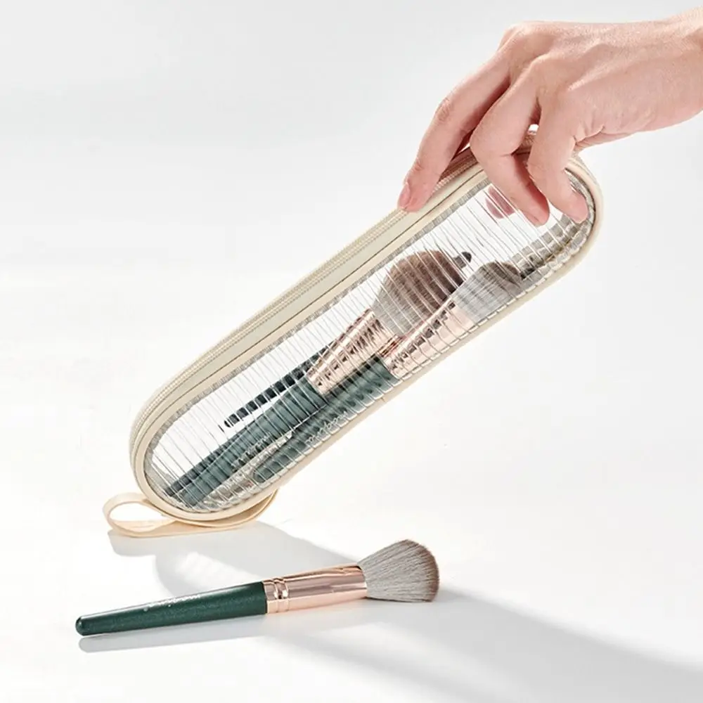 

PVC Transparent Eyebrow Pencil Box Zipper Closure Transparent Makeup Bag Portable Makeup Brush Organizer Makeup Sponge Holder