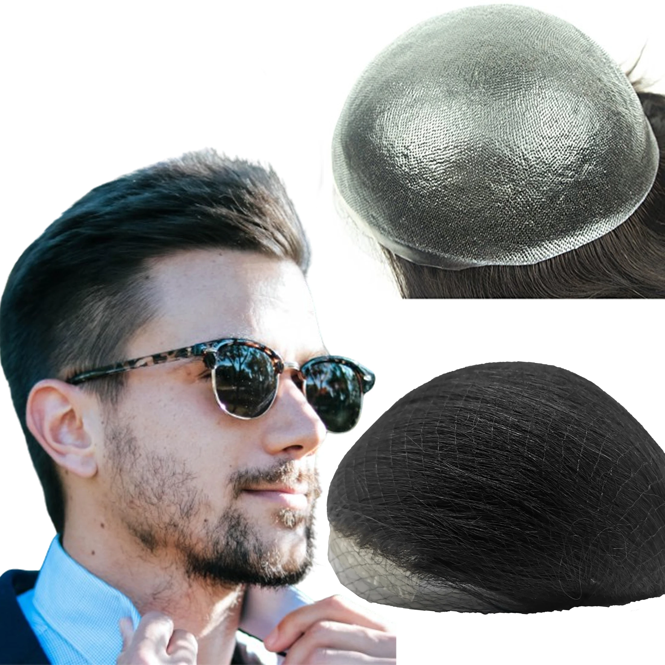 YANAHAIR парик для мужчин 8x10 штук мужской шиньон замена 100% Европейский реальный