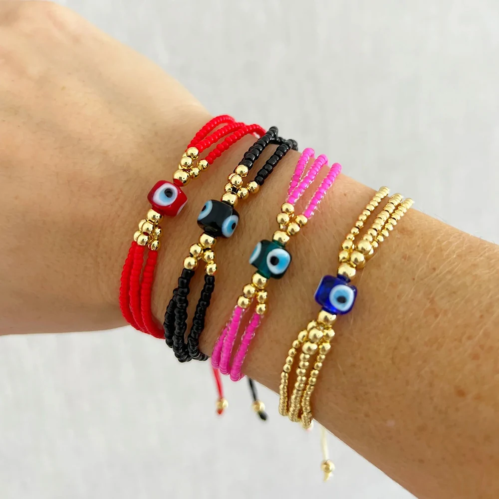 

Go2boho Lukcy Evil Eye Beaded Bracelets For Women Colorful Friendship Bohemian Boho Jewelry Best Friend Gift