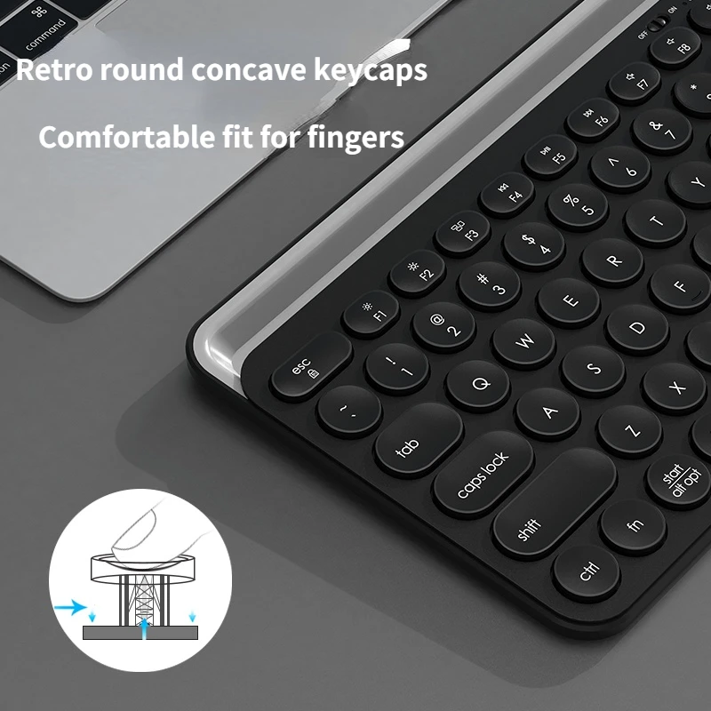 gaming wireless bluetooth keyboard round keycap integrated stand multi device portable keyboard for tablet laptop phone dropship free global shipping