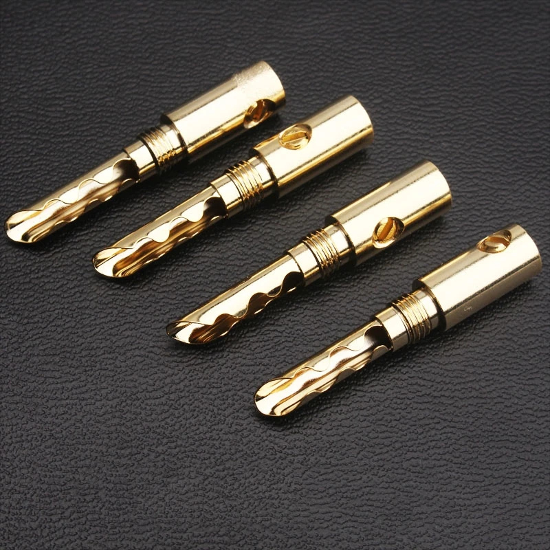 

8Pcs Teeth Speaker Cable Connector Gold Plated Copper Banana Plug HiFi Audio Adapter