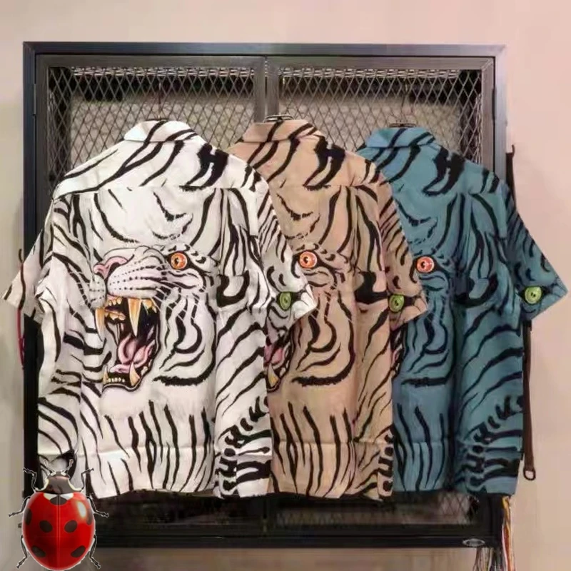 Tiger Head Roar Print WACKO MARIA Hawaii Men Women Shirt