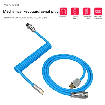 2 in 1 Coiled Aviator Data Cable Gold-plated Aviator Cable for Mechanical Keyboard Type-c To USB Desktop Computer Accessories 2