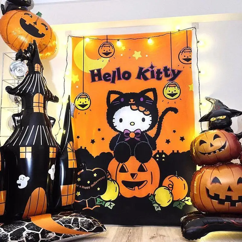 Фото Sanrio Kuromi декоративный фон ткань аниме милый Хэллоуин сделать фото украшение настенный детский настенный подвес для спальни №2