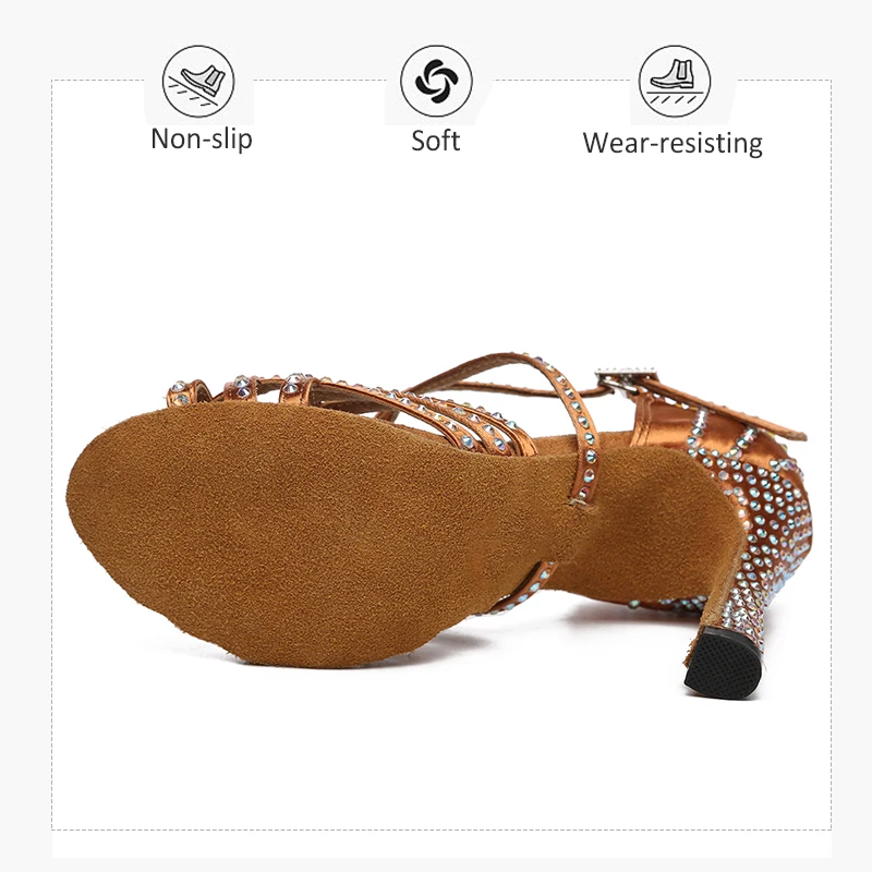 HROYL Latin Dance Shoes for Women High Heels Elegant Women's Ballroom Dancing Shoes Tango Salsa Dancing Sandals