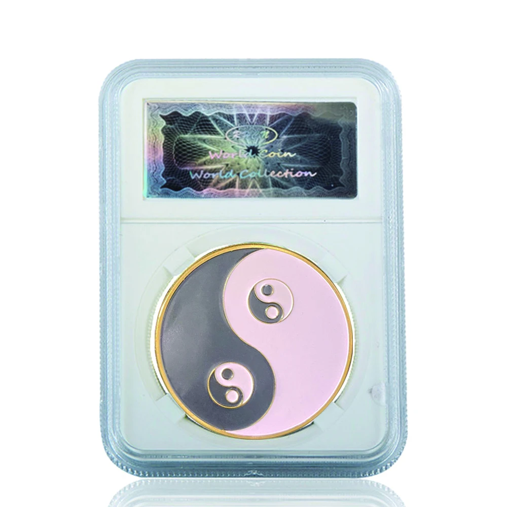 

Tai Chi Diagram Black White Chinese Tai Chi Poker Card Metal Coin W/ Acrylic Case