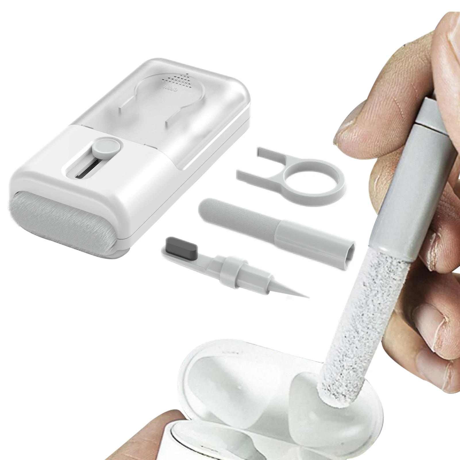

Earbuds Cleaning Box Durable Headphone Cleaning Tool With Cleaning Putty Cleaner Pen Tool For Keyboard Earphone Mobile Phone