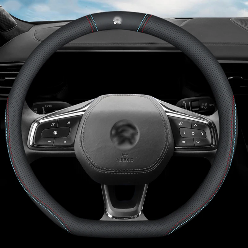 

For NIO Car Steering Wheel Cover Skidproof Auto Steering-Wheel Cover Anti-Slip Leather Carstyling Car Accessories shape D