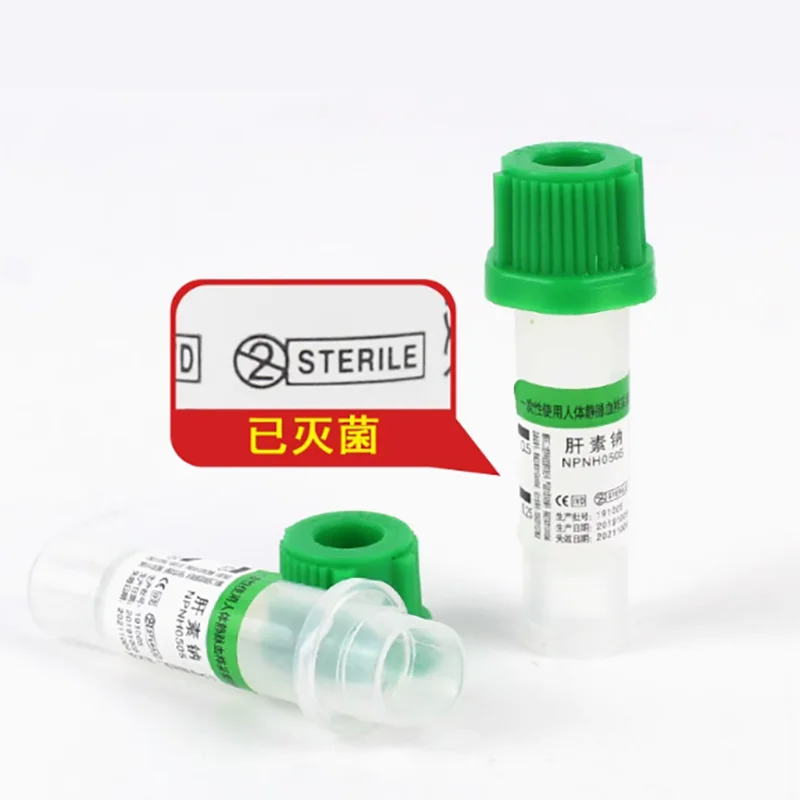 Стерильный тюбик для сбора микро крови с добавками натрия Хепарин зеленая крышка