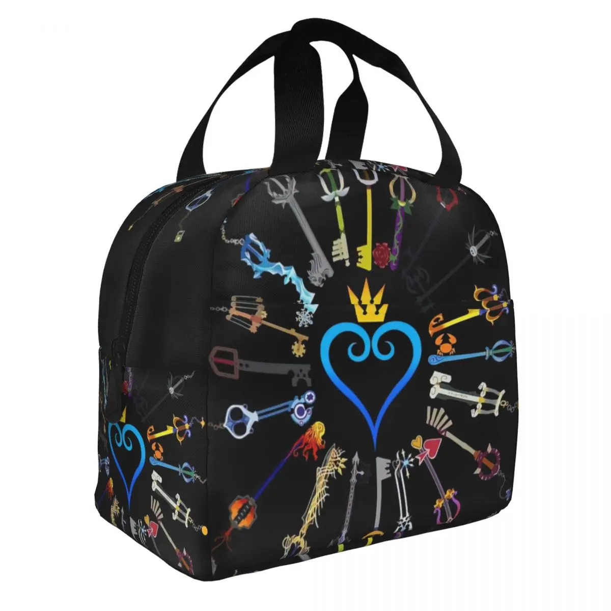 Kingdom Hearts Keyblades Lunch Bento Bags Portable Aluminum Foil thickened Thermal Cloth Lunch Bag for Boys and Girls