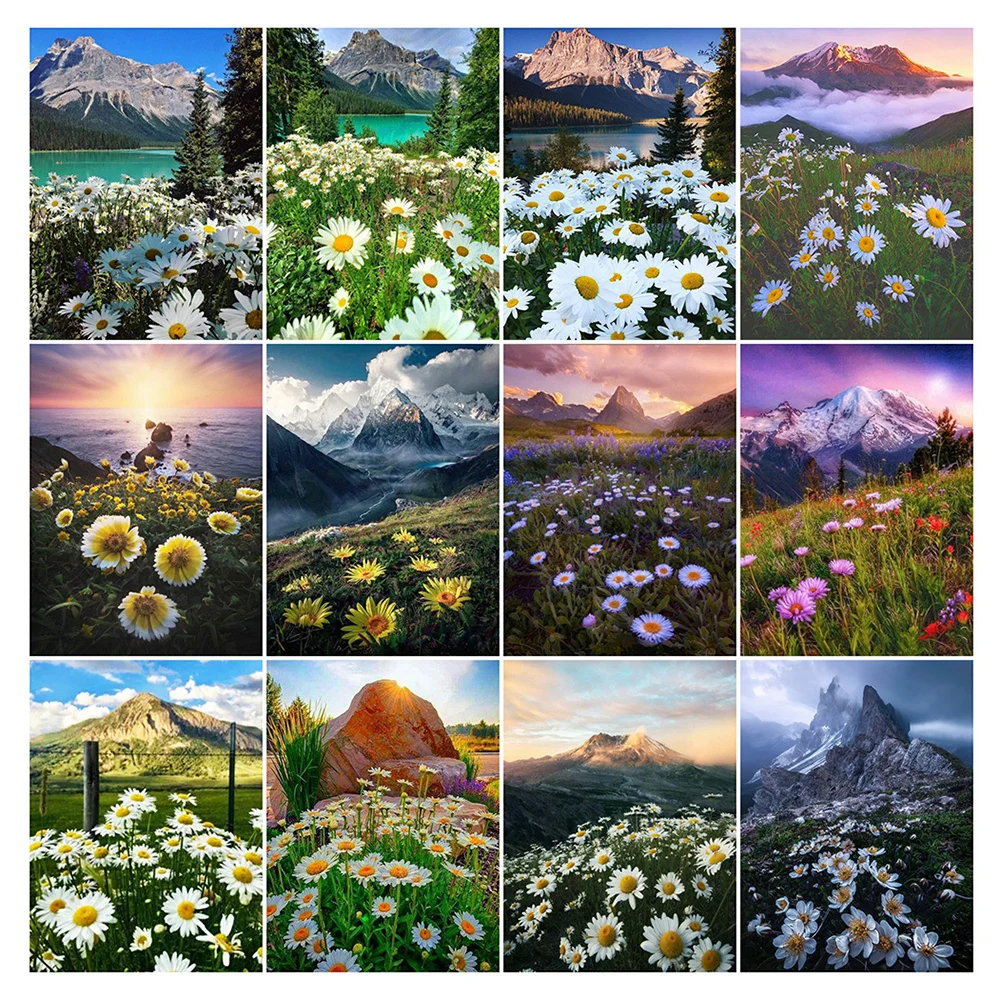

Diamond Painting Handmade Art Landscape Small Daisy Cross Stitch Sea Mosaic Flower Home Decor Gift