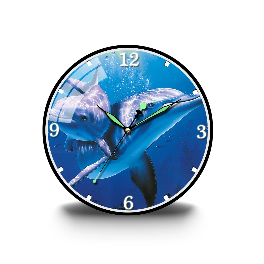

Dolphin Underwater Sea Round Wall Clock for Home Decor Living Room No Ticking Sound Modern Creative Wall Clocks