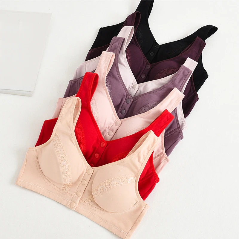 

DREEM Women Comfortable Cotton Bra Gift For Mom Fashion Soft Bralette Underwear Stretch Plus Size Pink Nude Color Vest Brassiere