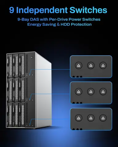 Корпус для жесткого диска TERRAMASTER D9-320, 9 отсеков, USB 3.2 Gen2, 10 Гбит/с, Type-C, внешний жесткий диск, независимое управление питанием (без дисплея)