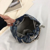 Tassel Handbag Bucket Bag Round Ring Design Hand Bag For Women 2022 New Denim Clutch Fashion Chain Shoulder Crossbody Bag 2