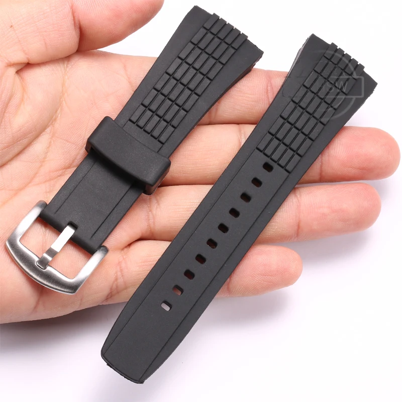 Watch Accessories Suitable For Seiko SPC007 SRH006 Black Silicone Sport Waterproof Wristband 26mm Men's Rubber Watch Strap